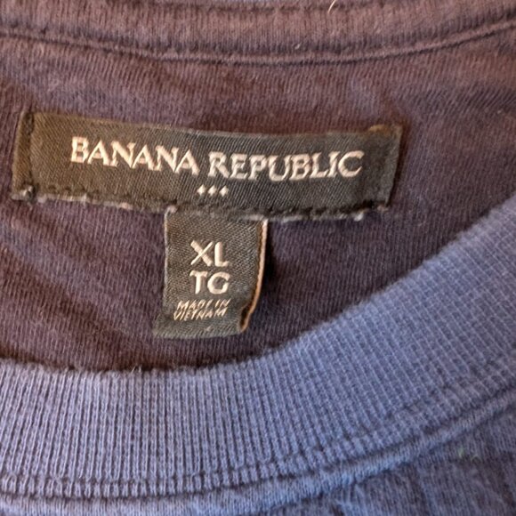 Banana Republic Men’s Waffle Knit Crewneck Sweatshirt Navy Blue XL Cotton Blend - Picture 2 of 7